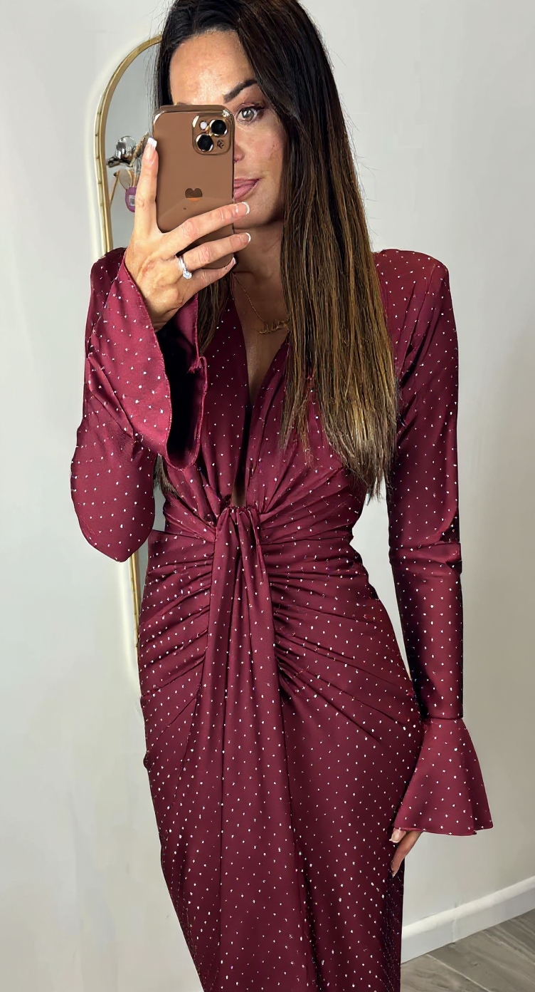 Rochie midi Charlot, Burgundy