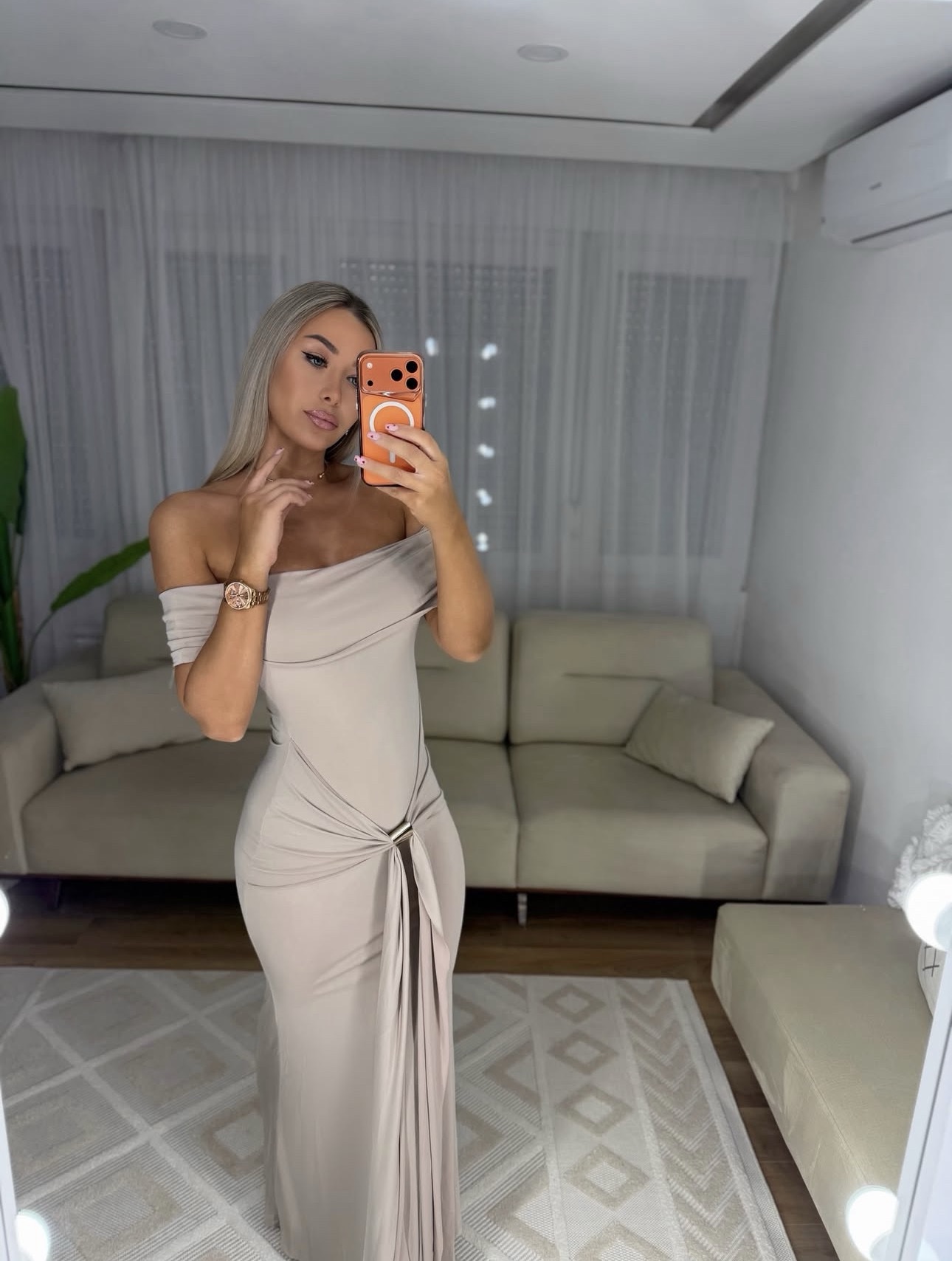 Rochie midi Agatha, Gri