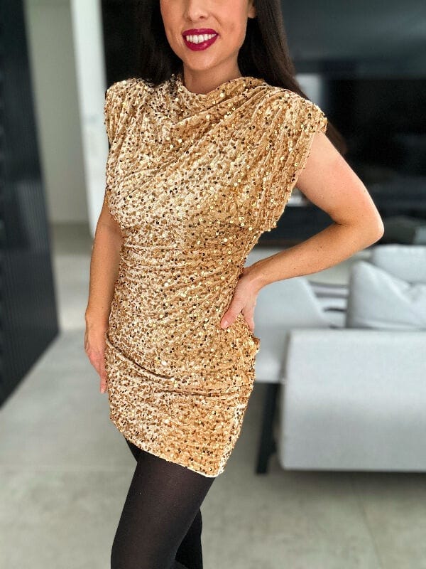 Rochie mini Thalia, Auriu