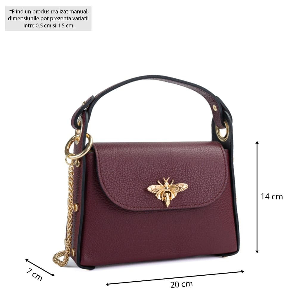 Geanta din piele naturala Tiffany, Bordo