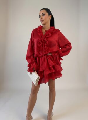 Rochie mini cu pantaloni scurti Elisa, Rosu
