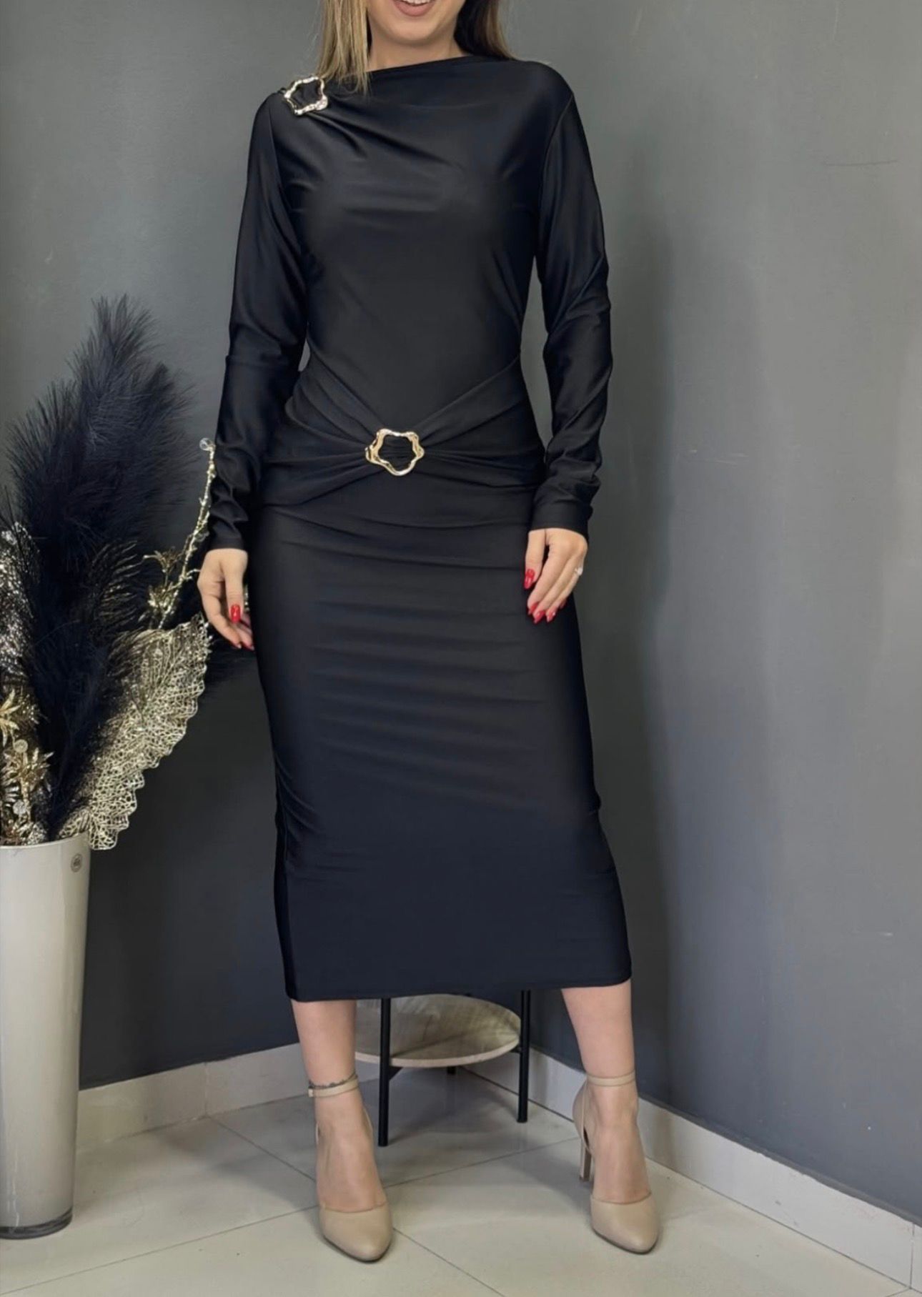 Rochie midi Adelaide, Negru