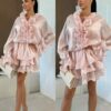Rochie mini cu pantaloni scurti Elisa, Roz